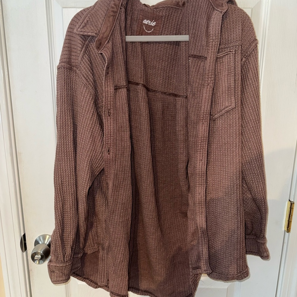 Aerie Waffle Knit Flannel Shirt